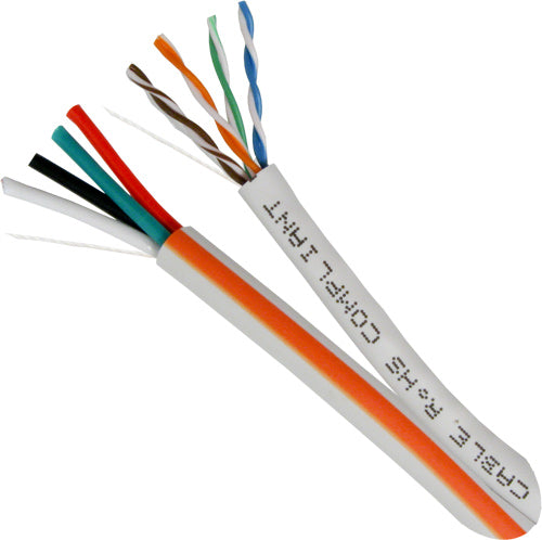 Bundled Cable, 1 x Cat5E (UTP) with 4C x 16AWG, PVC Jacket, 500ft, Spool, White