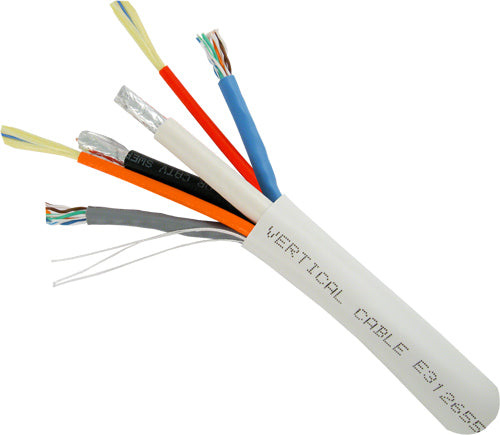 Bundled Cable, 2 CAT5E + 2 RG6 QUAD + 2 FIBER, 500ft, Wooden Spol