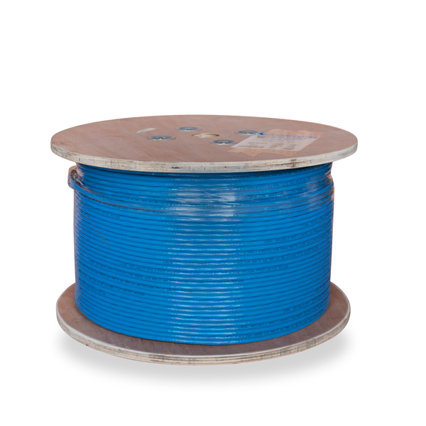 Bundled Category-6 Dual, Siamese Style, 23AWG, UTP, 8C Solid Bare Copper, CMR Rated, PVC Jacket, 1000ft, Wooden Spool, Blue