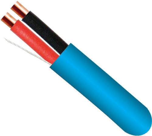 Fire Alarm Cable, 16/2, Solid, Unshielded, FPLR (Riser), 1000ft Spool, Blue