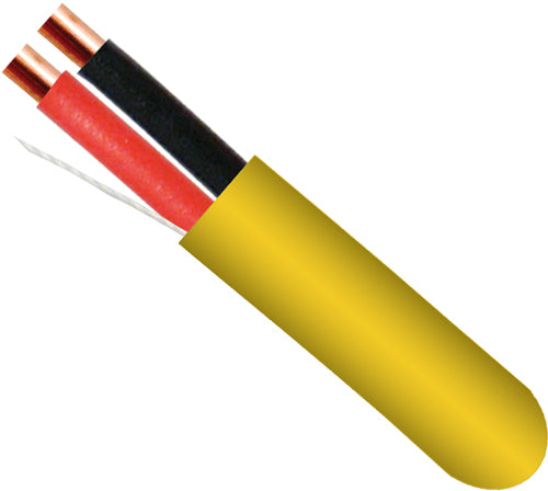 Fire Alarm Cable, 16/2, Solid, Unshielded, FPLR (Riser), 1000ft Spool, Yellow