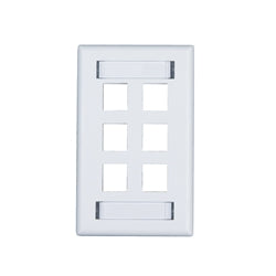 6-Port Keystone Single Gang Faceplate w/ Labels (QTY. 500) - $1.05/unit