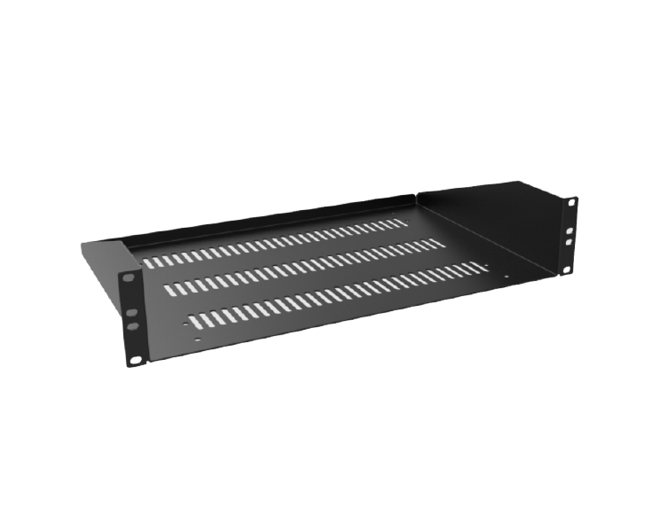 19" 2U Vented Universal Rack Shelf RAS Series (RASV190312BK1)