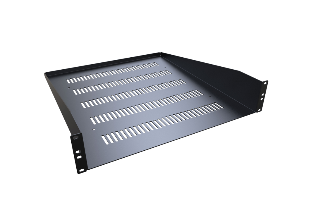 19" 2U Vented Universal Rack Shelf RAS Series (RASV190320BK1)