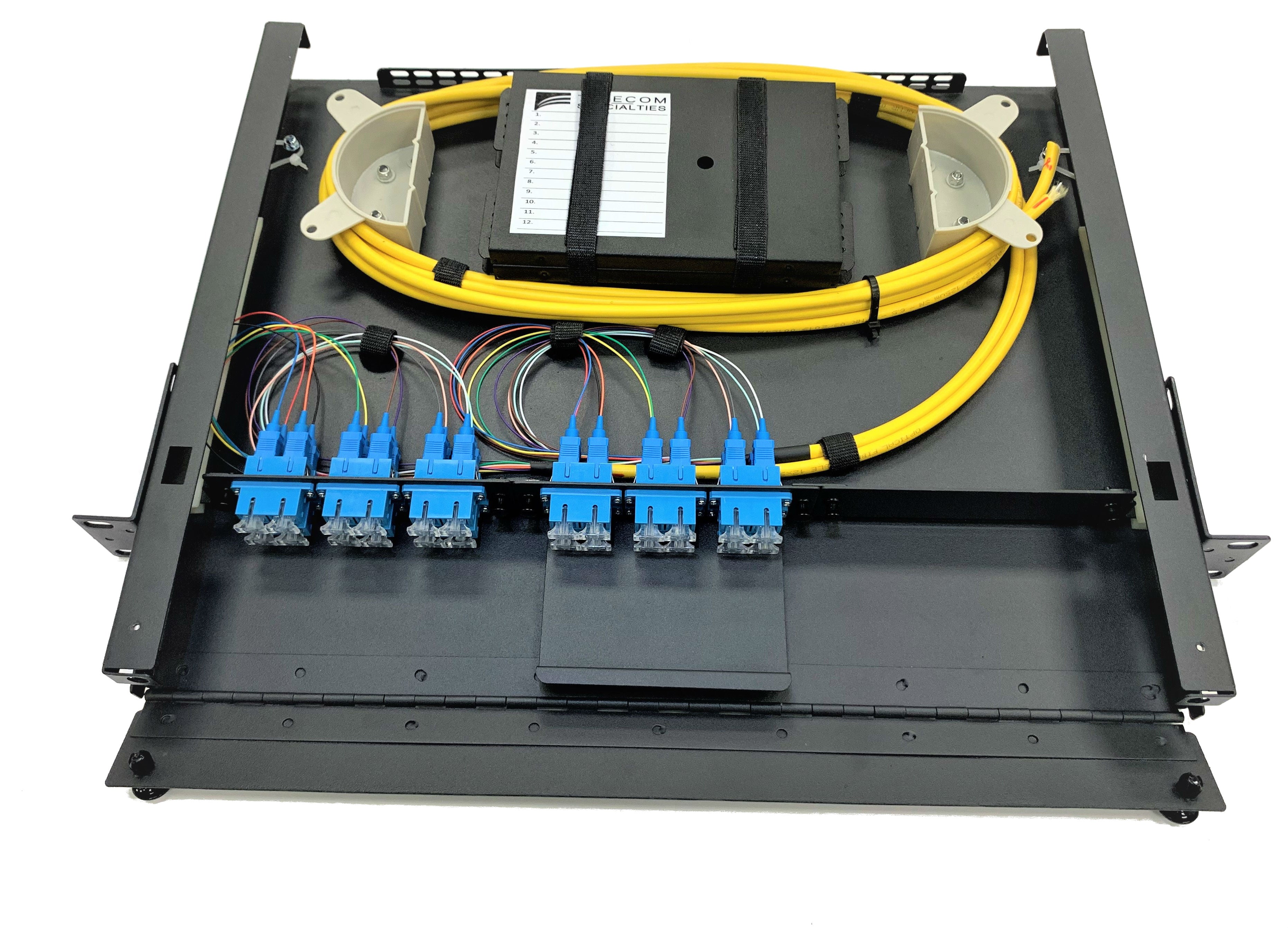 24 Port 1RU Rackmount Fiber Enclosure Pre-Loaded with Pigtails and Spl