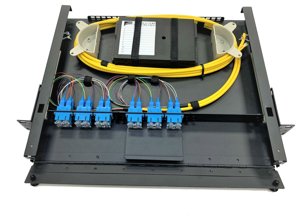 24 Port 1RU Rackmount Fiber Enclosure Pre-Loaded with Pigtails and Spl