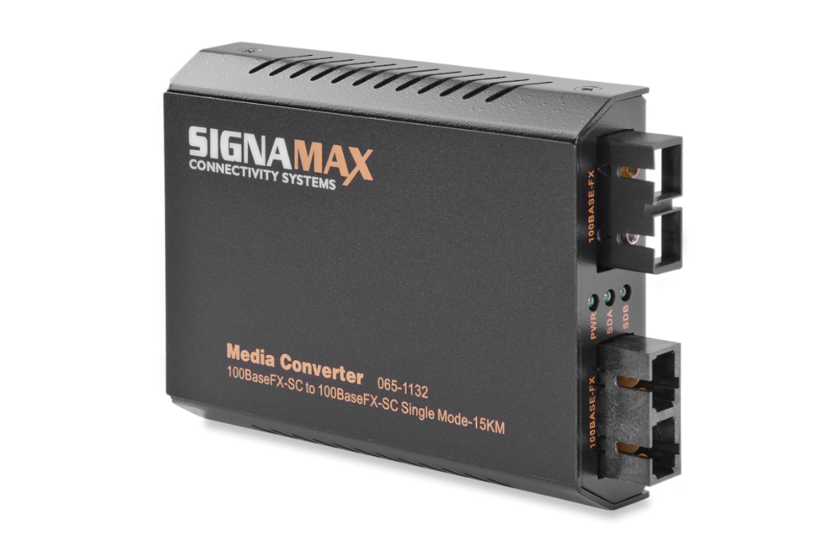 Signamax 100 Base FX SC/MM, 2 km to 100Base FX SC/SM 15 km —