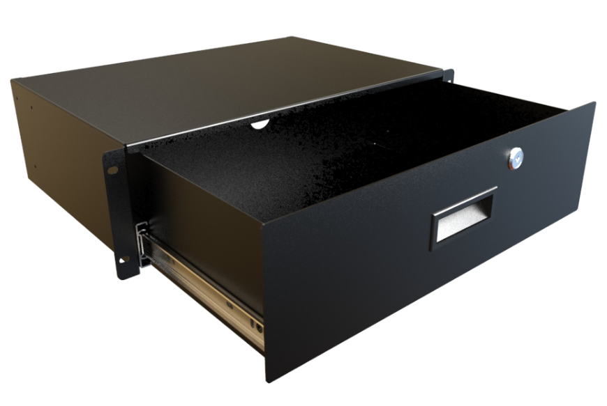 3 Rack Lock 3U Rack Mount Locking Storage Drawer RDRW Series (RDRW1900516BK1)